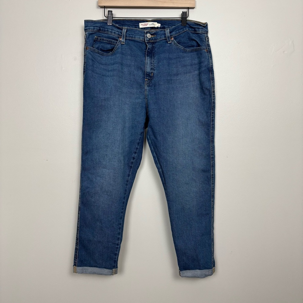 Levi Strauss Signature Jeans Women 16 Blue Heritage Mid Rise Boyfriend Roll Cuff